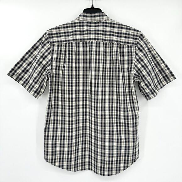 Carhartt Shirt Men's Medium Outdoor Button Up Short Sleeve Plaid Logo Pocket - Picture 2 of 8